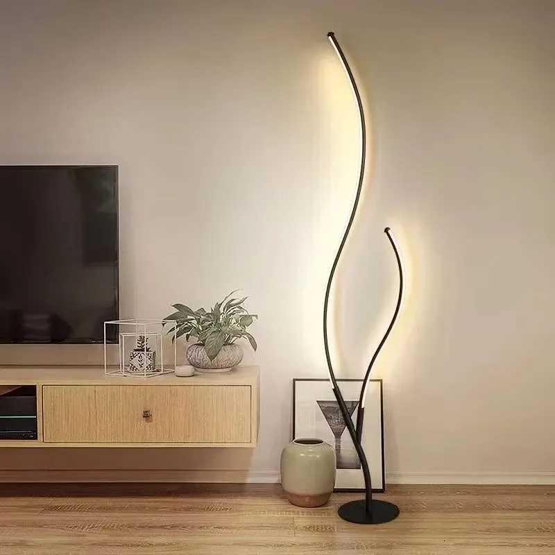 Artistic Floor Lamp Simple and Modern Living Room Sofa Side Decoration Bedroom Headboard Double Curved Design LED Fishing Light M251119
