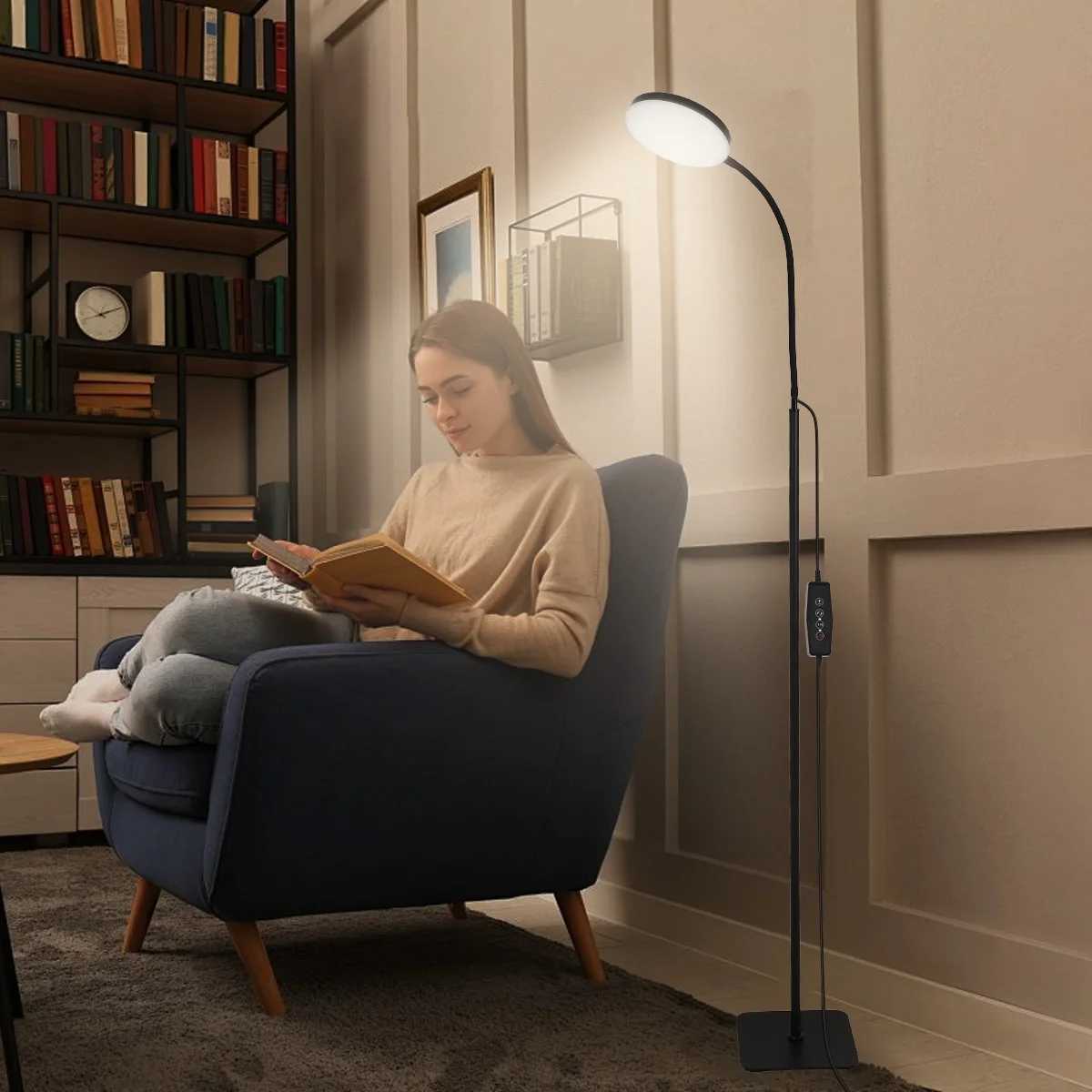 Round floor lamp powered by USB with 3 color modes adjustable height/ brightness for living room bedroom and study room M251119