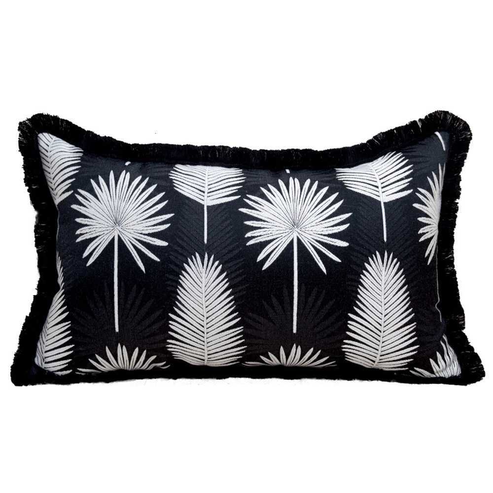 18 Embroidered Flower Plants Throw Cover Black and White case with Delicate Stitches for Indoor/OutdoorM251119