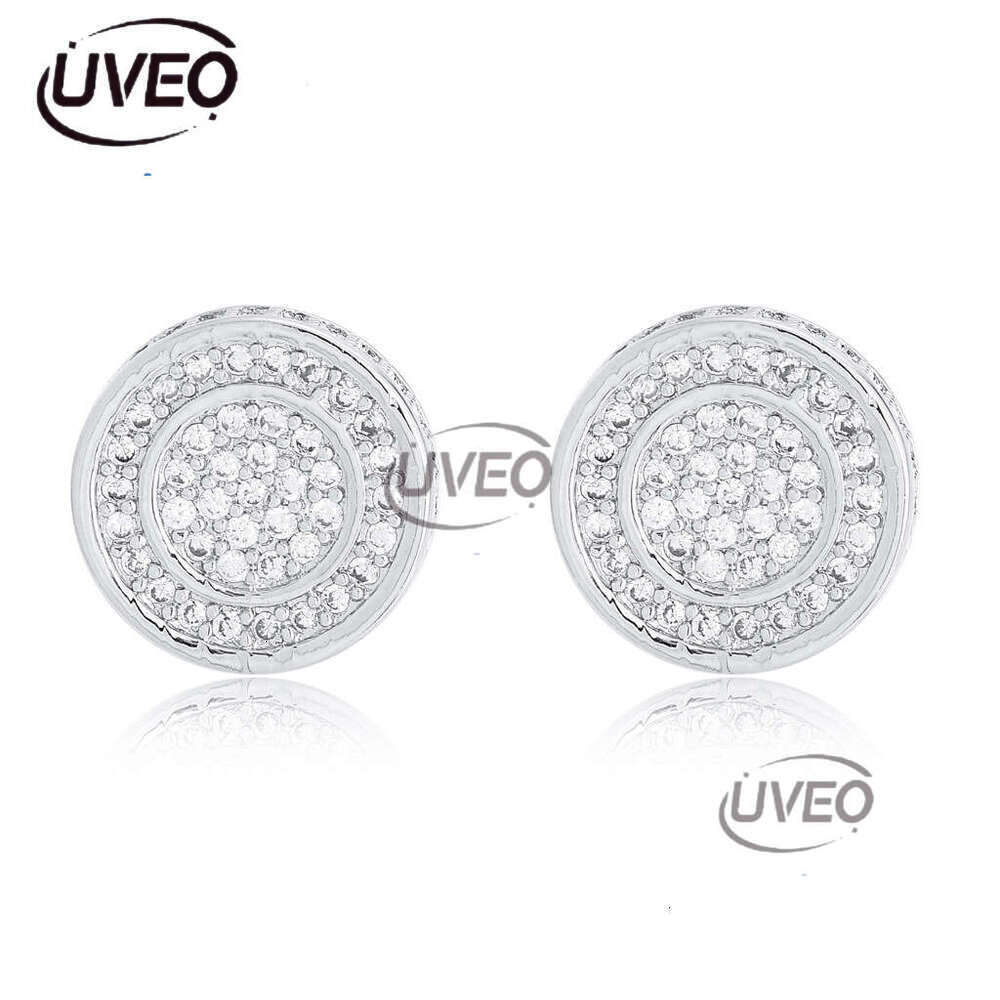 Luxury needle round earrings for men and women filled with ice out of VVS Moissanite Free delivery