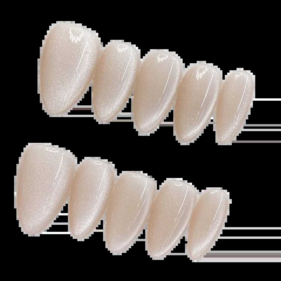 10pcs Handmade Press on Nail Art Classic Nude Almond Glitter Cat-Eye False Nail for WomenGirl Detachable Wearable Fake NailT251118T251119