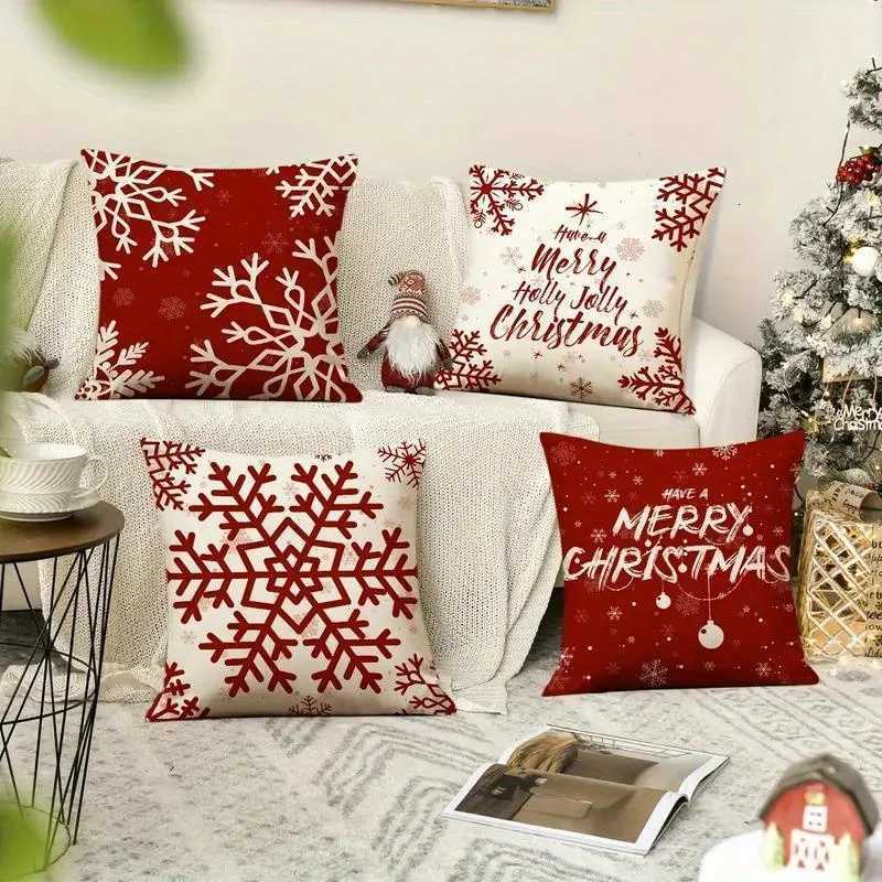 Festive Christmas s Set of 4 100 Plush with Hidden Zipper Perfect for Holiday Home Decor and Sofa Bedroom AccentsM251119