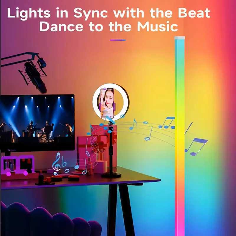 App Controlled RGB Corner Floor Lamp Musical Dimmable for Party Wedding Holiday Events Decoration M251119