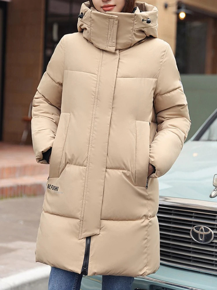 in WomenS Winter Down Cotton Jacket Warm Thicken Padded Korean Loose Plus Size Parkas Outwear Long Coat 251114