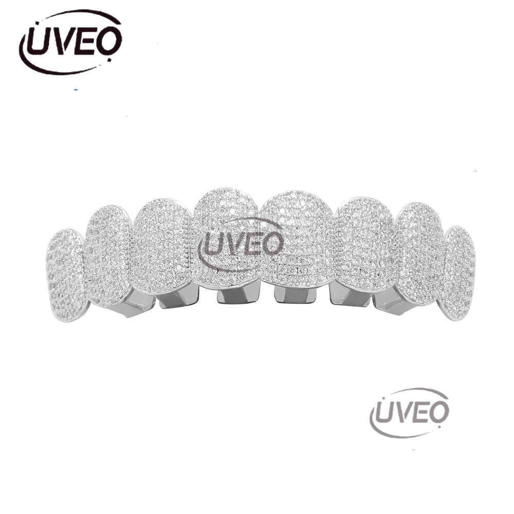 new micro inlaid eight sterling silver ice out VVS Moissanite gold braces Grill Cool men's hip hop Free delivery