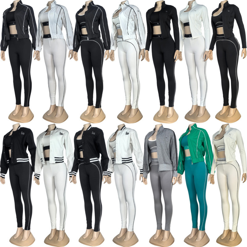 Designer Womens Tracksuits Three Piece Set 2025 New Fashion Casual Oversized Jacket And Pants Set Yoga Outfits Sportwear 18 Colours