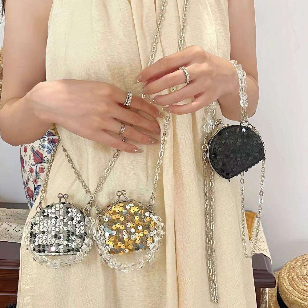 Fashionable luxurious sequin chain for women in 2025, new women's change lipstick bag, trendy and versatile one shoulder crossbody bag