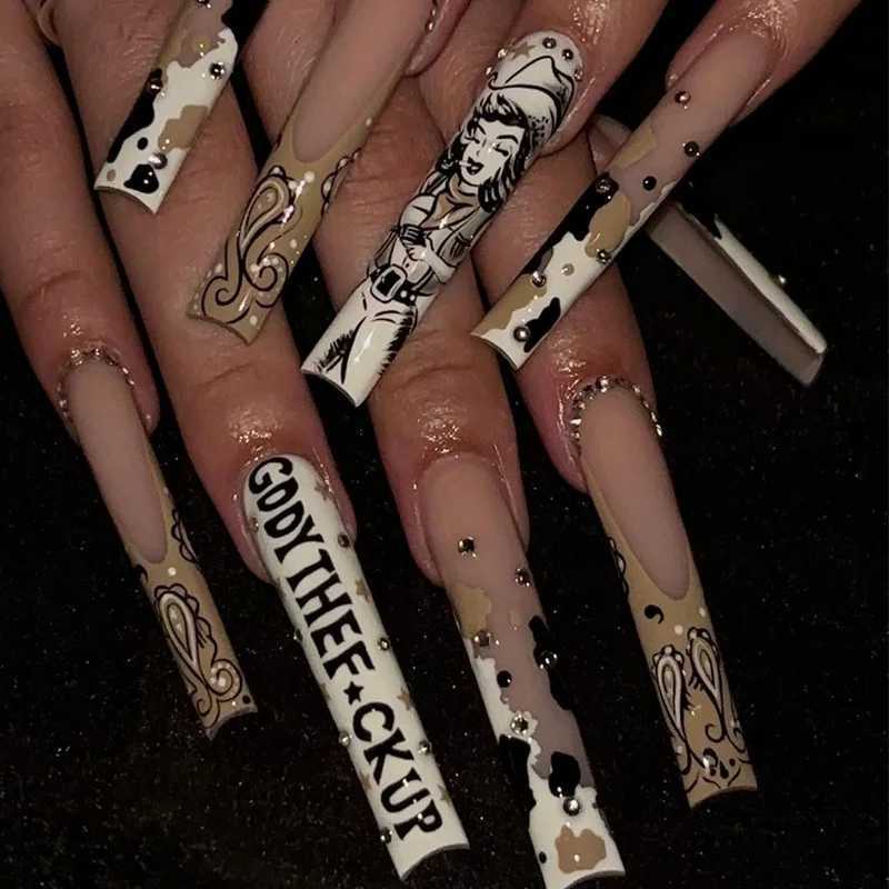 24Pcs Long False Nails Art Tips Designer Charms Pop Stretching Extension Fake Nails Supplies For Products Press On Y2K BalletT251118T251119