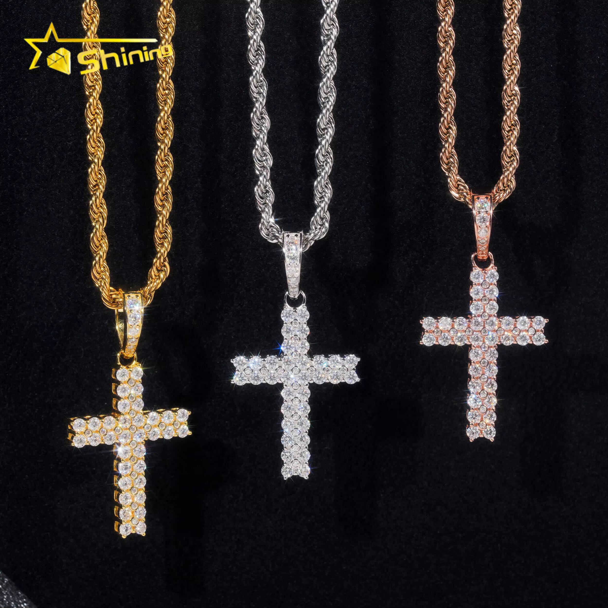 Hip Hop Jewelry Silver Christian Dainty Jesus Piece D Color Vvs Moissanite Men Pendant Diamond Cross Pendant Necklace