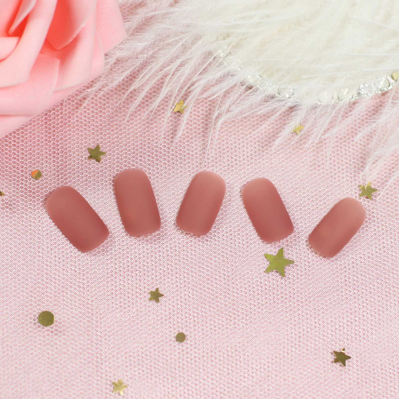 IMABC press on fake nails middle size matte finishes square for women girls stick on nails 24pcs/setT251118T251119