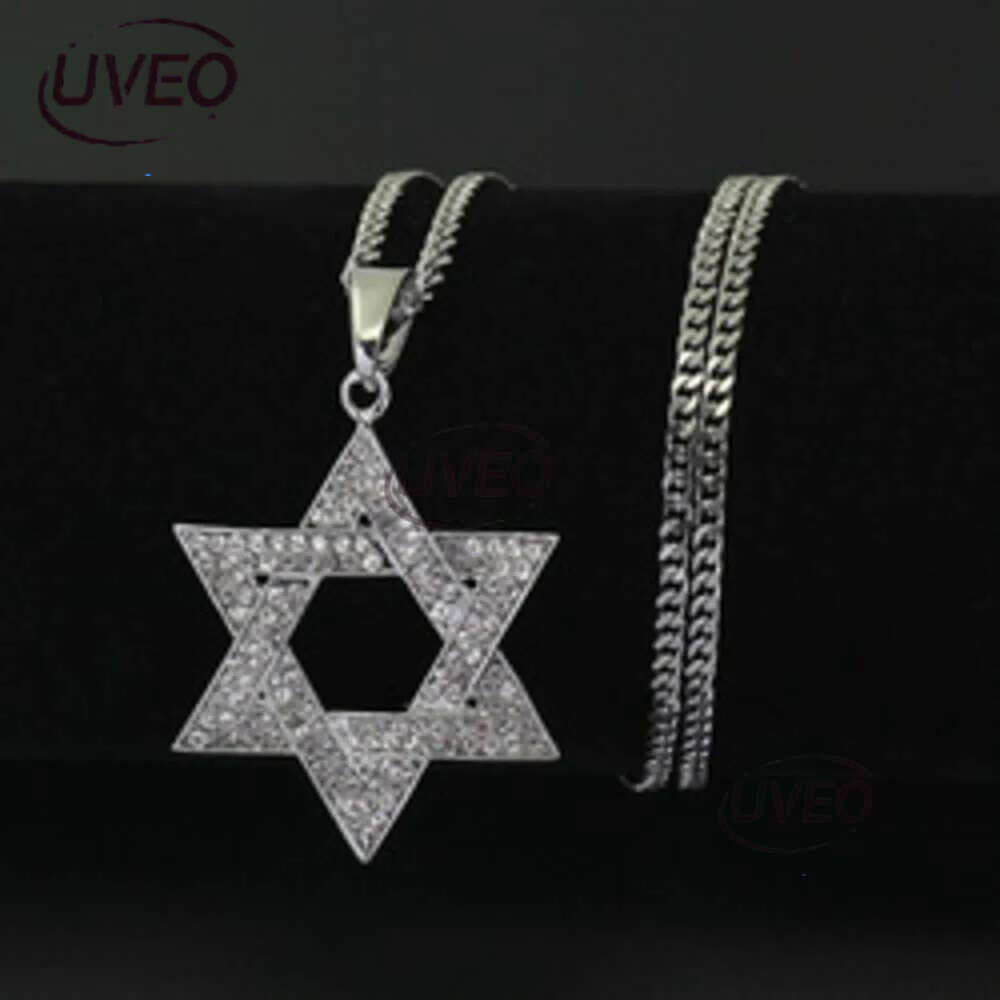 cuban Moissanite pendant necklace pass GRA certified Rhie Star of David Pendant Necklace Hip Hop Jewelry sier