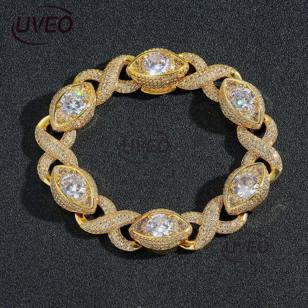 Luxury Hip Hop 15MM Infinite Eye 8-figure Cuban Chain with micro-inlaid Ice out VVS Moissanite, men's and women's bracelet Free delivery