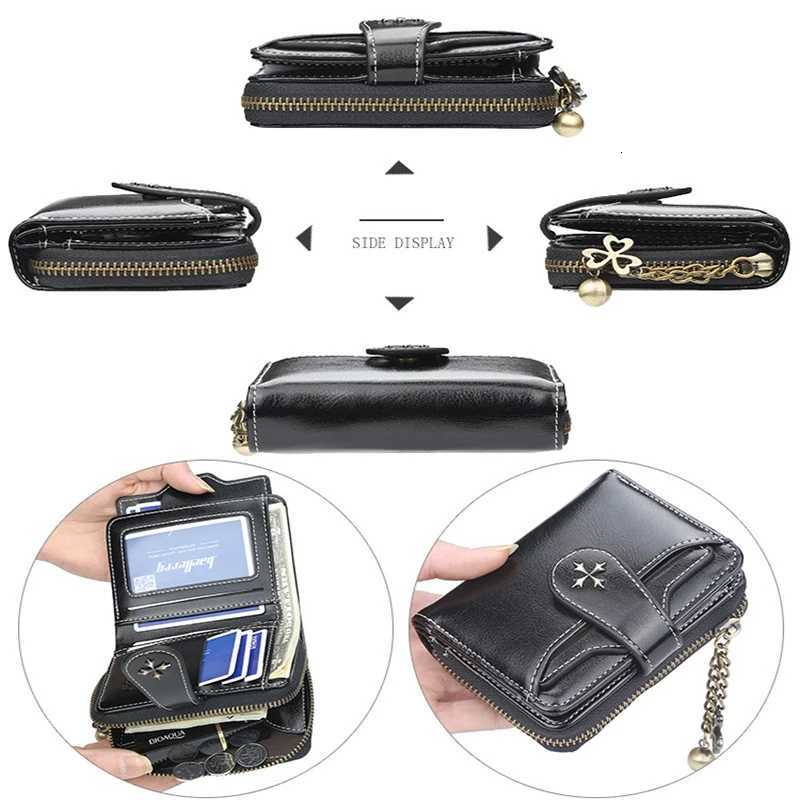 Womens Wallet Oil-Waxed Leather Clutch Small Coin Card Holder New Wallet Fashionable Buckle Zipper WalletT251119