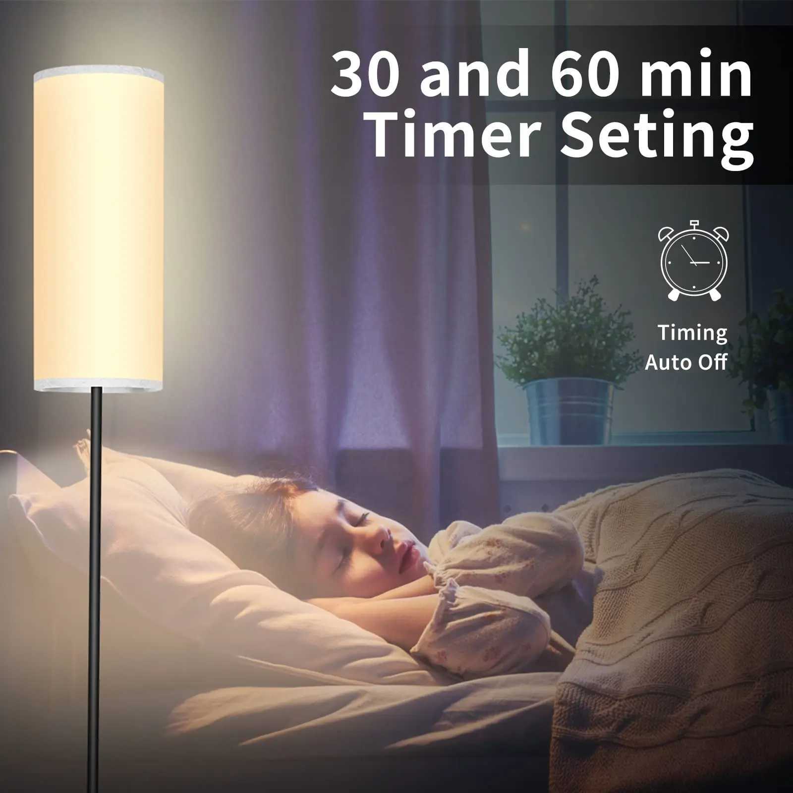 Floor Lamp Modern Standing Lamps with Lampshade Minimalist Tall Lamp with Foot Switch 3 Color Dimmable for Living Room Office M251119