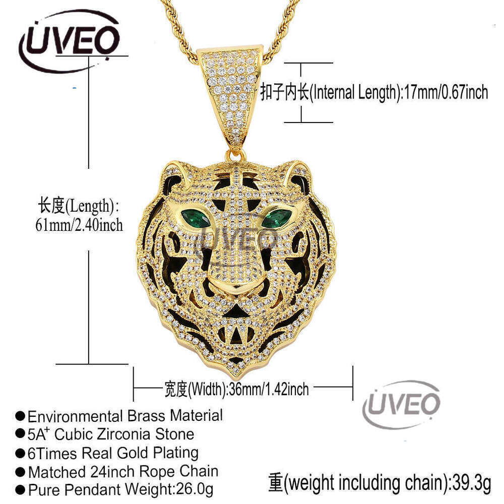 Luxury hip hop agate ice out VVS Mosan Tiger Zodiac pendant for men and women Free delivery