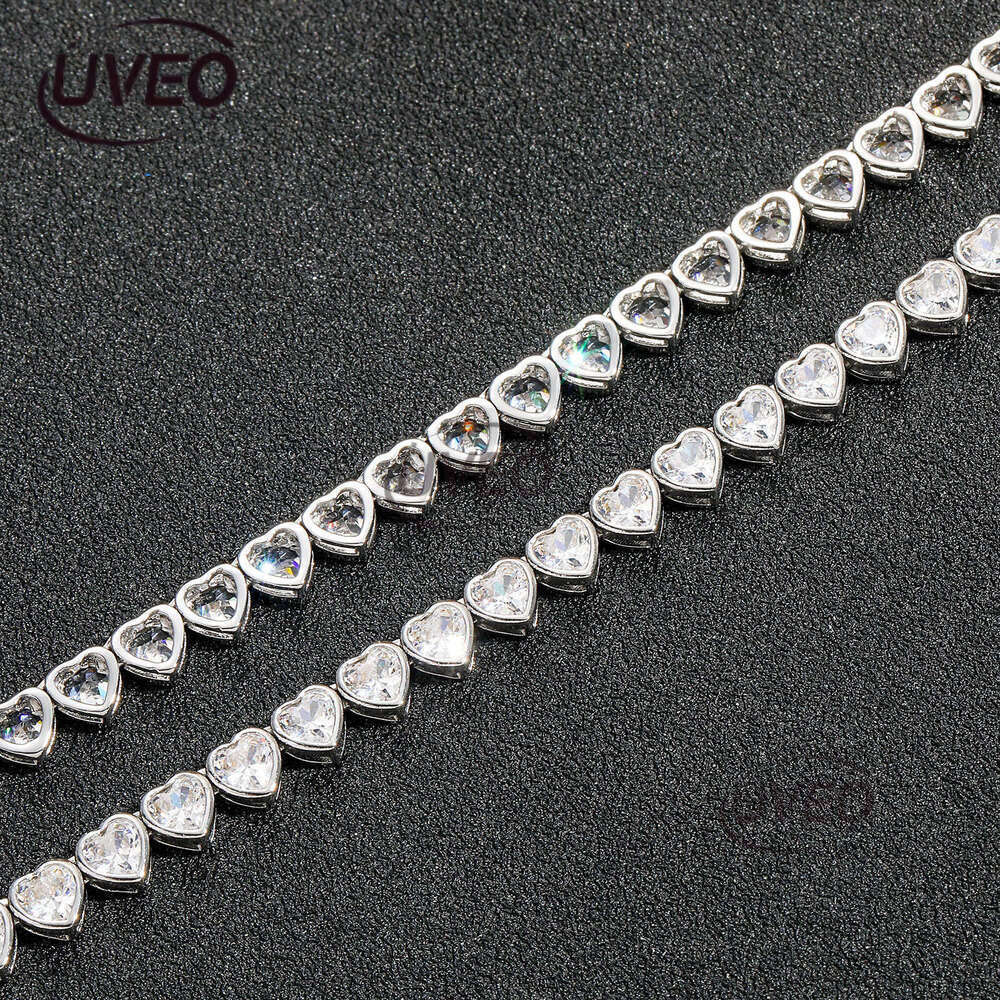 Luxury Hip Hop Ice out VVS Moissanite 4mm heart-shaped tennis chain Necklace bracelet for men and women Free delivery
