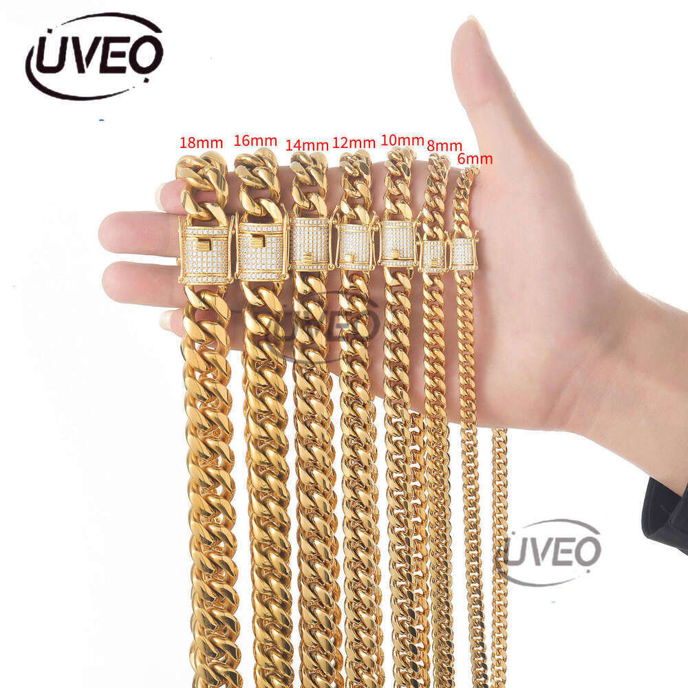 Luxury Hip Hop 6-18mm sterling silver Ice out VVS Moissanite Necklace Bracelet Cuban Chain Free delivery