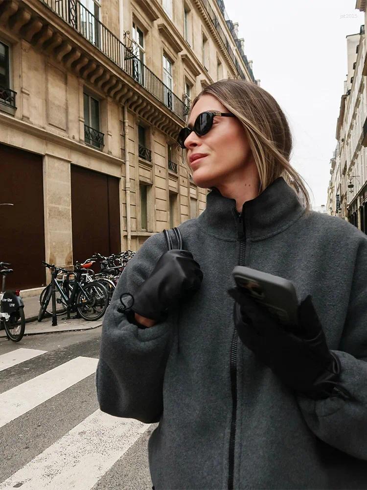 Women's Jackets Fashion Fleece Stand Collar Jacket Women Casual Zipper Drawstring Warm Thicken Coat Female 2025 Autumn Winter Lady Outwears