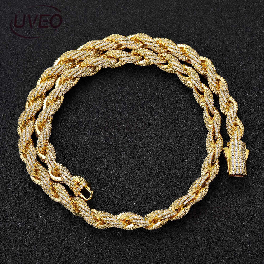 Luxury All-Town iced VVS Moissamite 8mm fried dough Twist chain Hip Hop men's necklace bracelet Free delivery