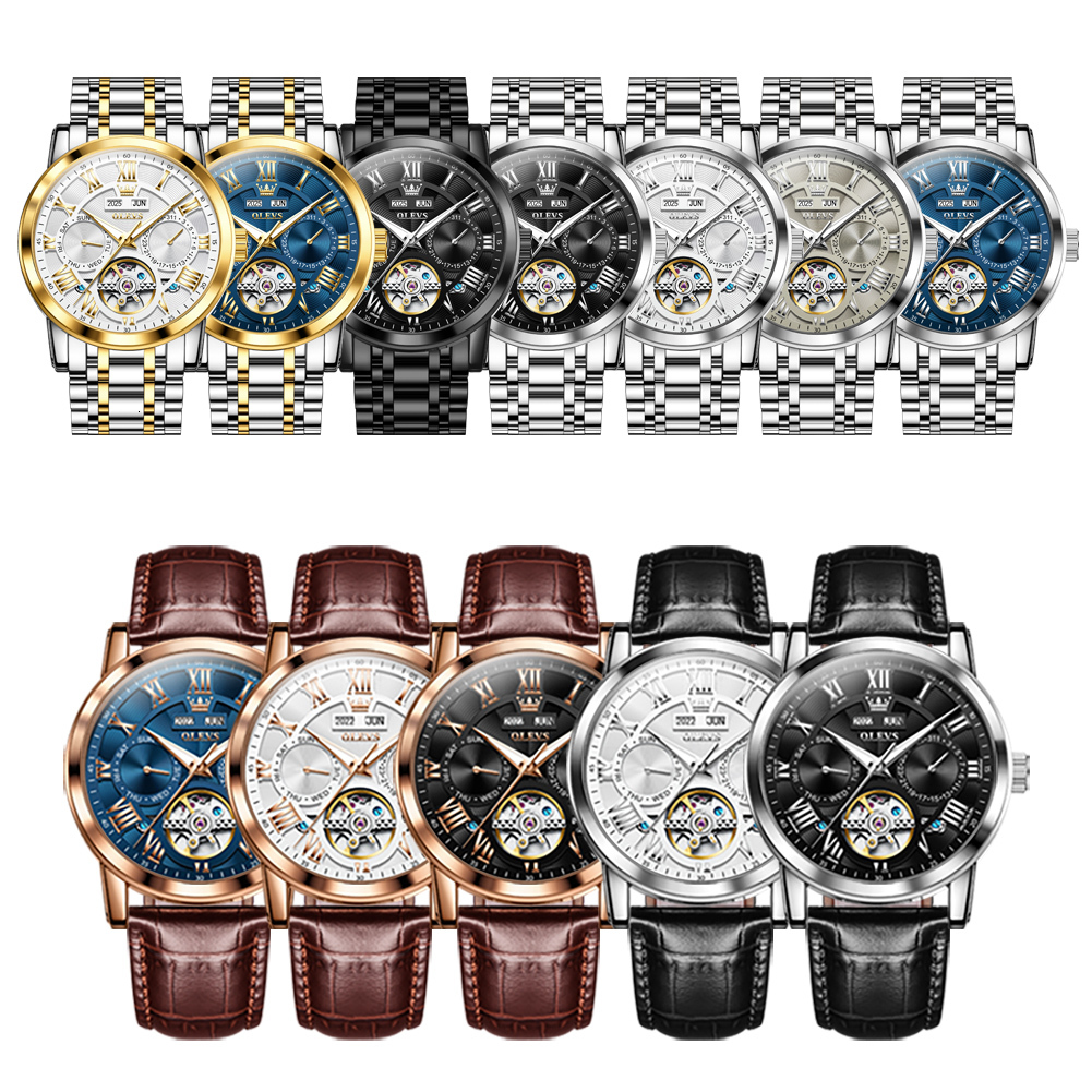 OLEVS Designer Men's Outdoor Luxury New Hollow Luminous Tourbillon Business Outdoor Classic Mechanical Watch Men's Watch Free Shipping Whole