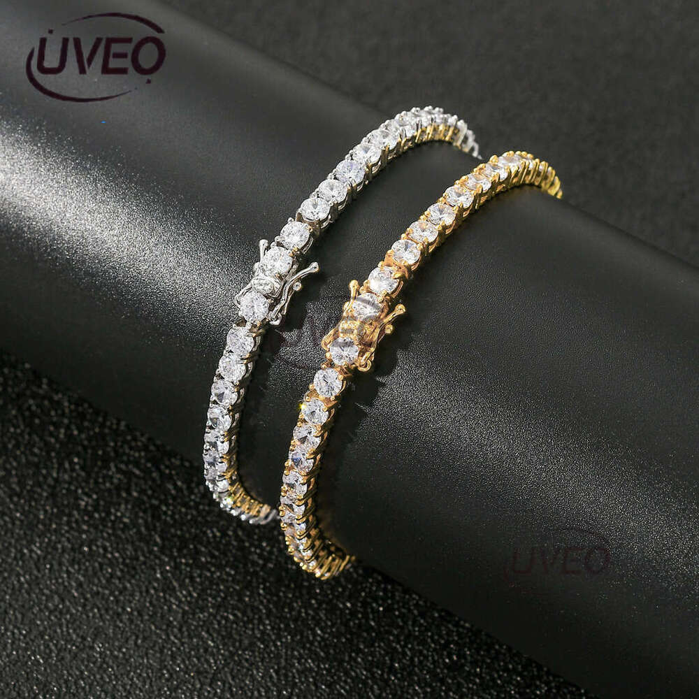 Men's Ice out VVS Moissanite Hip Hop 3mm 4mm 5mm single row necklace tennis chain Free delivery