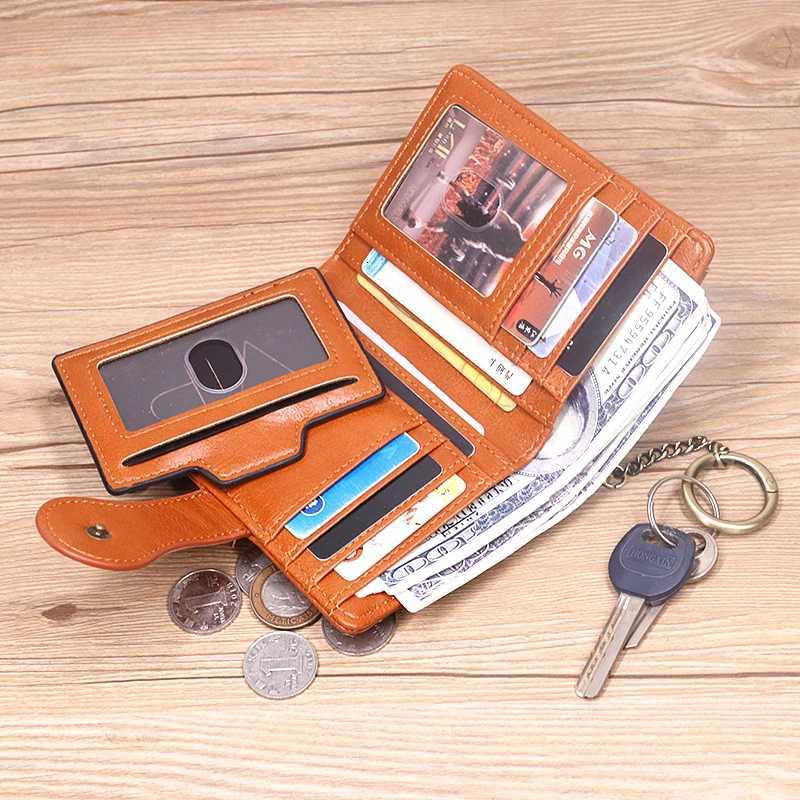 Fashion Leather Wallet For Women Retro Short Bifold Female Purse With Detachable Credit Card Holder Key Chain Zipper Coin PocketT251119