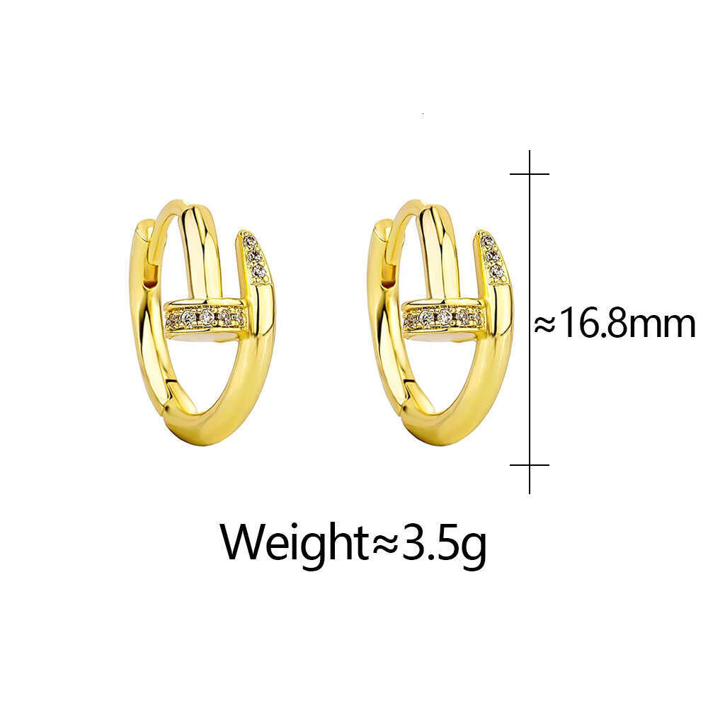 Free Shipping For New Designer Accessories Fashion Simple Micro Inlaid Round Rose Gold Hot-selling Nail Shape American Style Women's Earrings