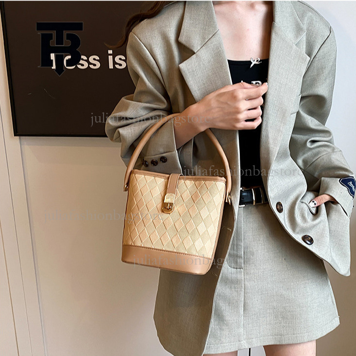 TB BHULAMTE Designer Women's Fashionable Plaid Single Shoulder Small Square Bag Summer New Korean Luxury Handbag Temperament Metal Buckle Bucket Bag