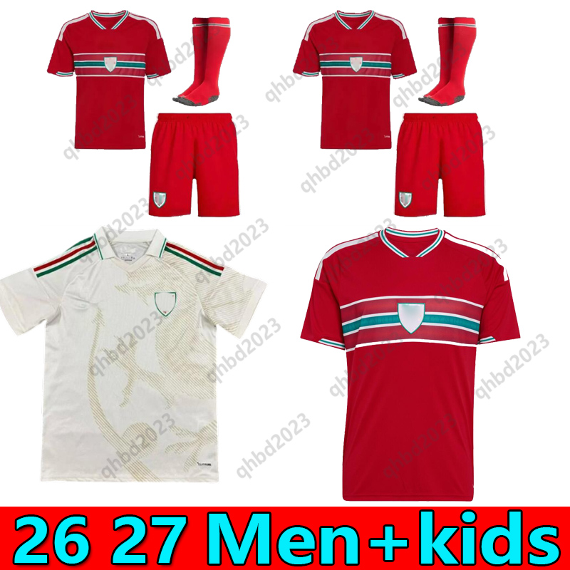 2026 2027 Wales soccer jerss JAMES BALE 26 27 Home Away Welsh football shirts JOHNSON N.WILLIAMS RODON T.ROBERTS CABANGO LEVITT MOORE THOMAS Men kids kit S-4XL