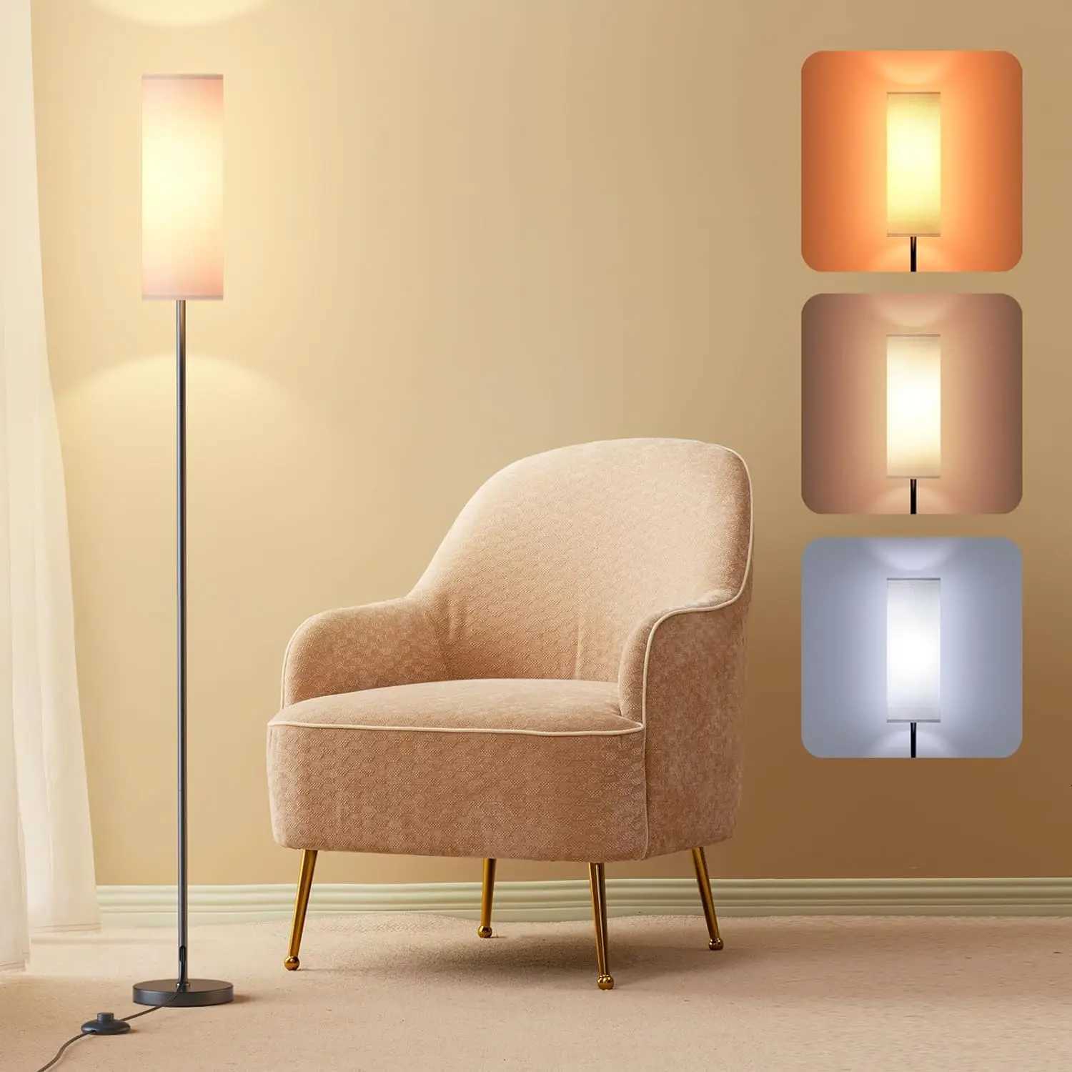 Floor Lamp for Living Room Modern Standing Lamps with Lampshade Lamp with Foot Switch for Living Room Bedroom Kids Room Office M251119