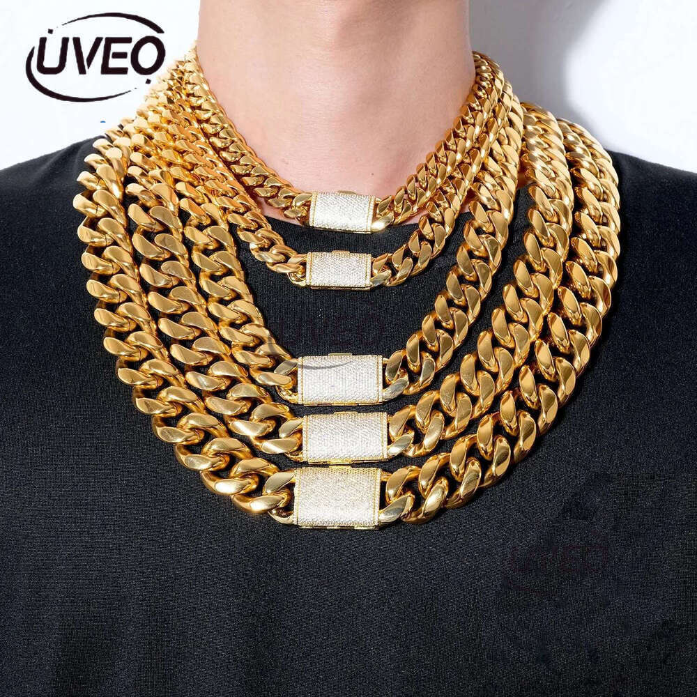 Cuban Chain Necklace for Men Gold Plated Hip Hop Jewelry Multiple Sizes Free Shipping