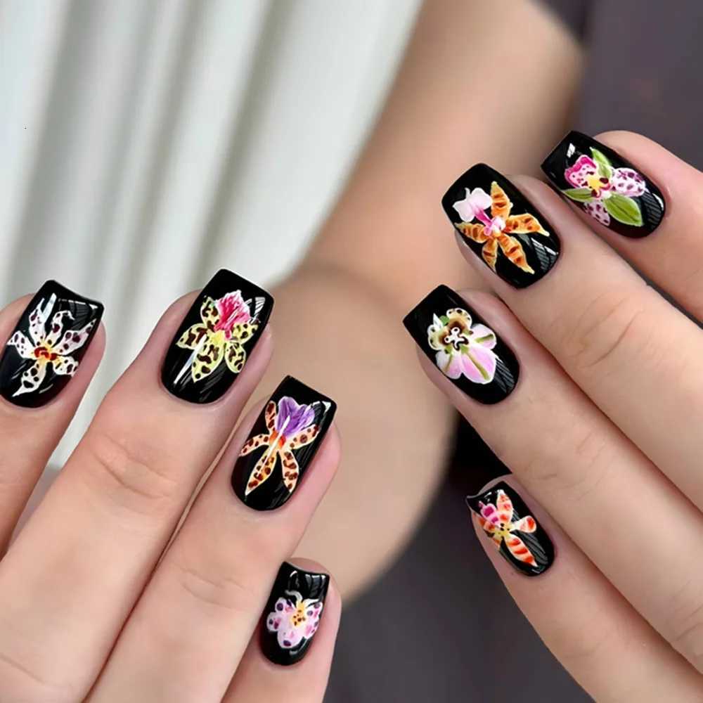 24pcs Cartoon Animal Print Fake Nails Rabbit Pigeon Sheep Cat pattern Korean Press on Nails for Women Girl Wearable False NailsT251118T251119