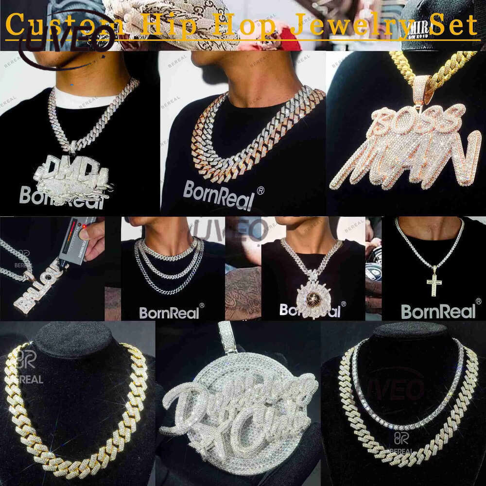 necklace moissanite chain Custom Pass Dia Tester Hip Hop Jewelry Sterg Sier 6mm 8mm Iced Out VVS Cuban k Moissanite Chain For Men