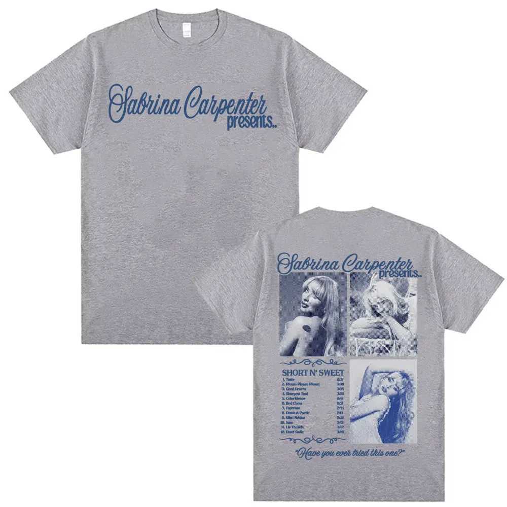 Sabrina Carpenter Short NSweet Tour T-shirt Mens Harajuku Hip Hop Street T-shirt Casual 100% Cotton Short Sleeve T-shirtXJ250418
