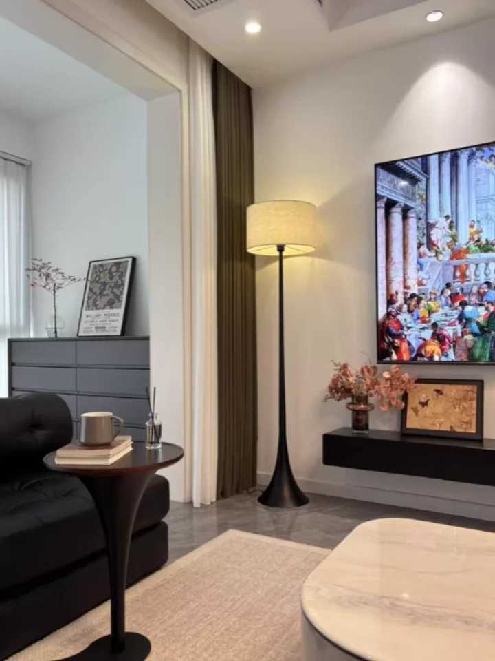 Vintage Fabric Floor Lamp Living Room Sofa Side Standing Lamp Antique Home Shelf Lamp LED Light Bedroom Bedside Lamp With Table M251119