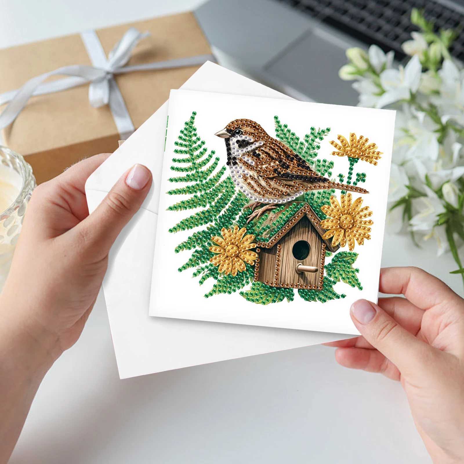 6Pcs Diamond Art Painting Greeting Cards KitsDIY Colorful bird Handmade Festival Greeting Diamond Birthday Creative Cards Gifts G251119