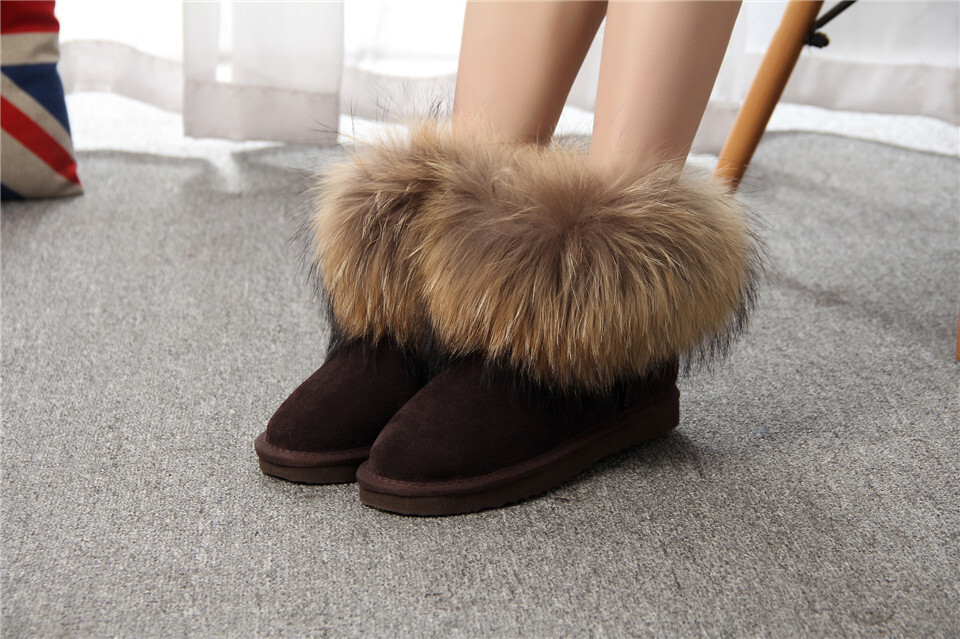 65Color pbos Topquality Women's mini Snow Boots with fur Genuine leather Size 35-43