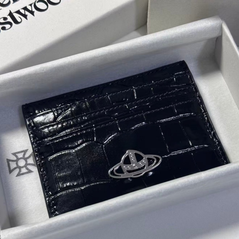 card holder vi vi enne wallet Saturn logo crocodile embossed calf leather card holder women's wallet High quality with box