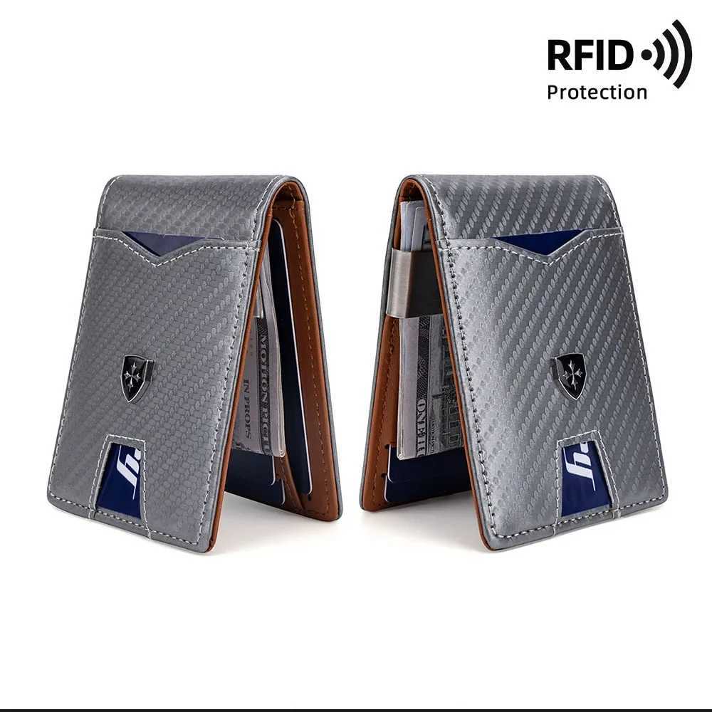 Minimalist Wallet RFID Anti-theft Antimagnetic Brush Double Fold Cross Front Pocket Portable Card Holder Multifunctional WalletT251119