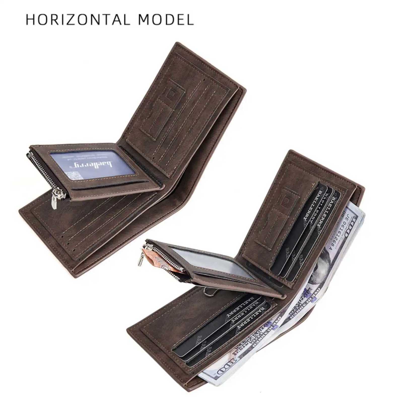 Colorblock Multi-Card Trifold Horizontal And Vertical Card Holder New Trend Mens Short Wallet Fashion Casual Zipper Coin PurseT251119