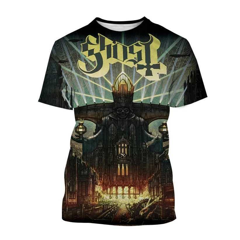 New Ghost Band 3D printed mens T-shirt womens casual fashion street clothing oversized short sleeved T-shirt childrens T-shirt top mens clothingW25041