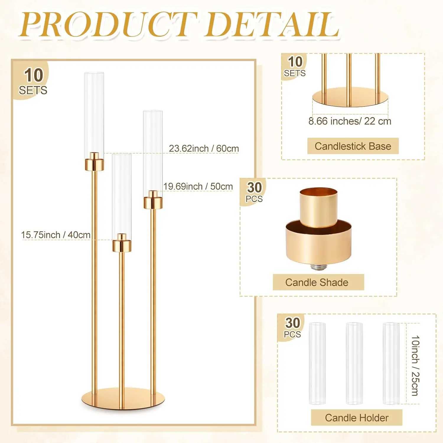 8 Set 3 Arm Candelabra Centerpiece 338 Inch Candelabra Candle Holder Metal Floor Pillar Candlesticks Gold Candelabra Centerpie G251119