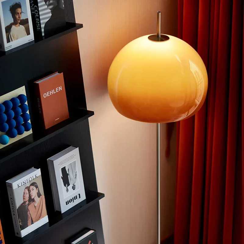 Bauhaus Living Room Retro Glass Table Lamp Gradient Orange Mushroom Floor Lamp Living Room Bedroom Atmosphere LED Lamp M251119