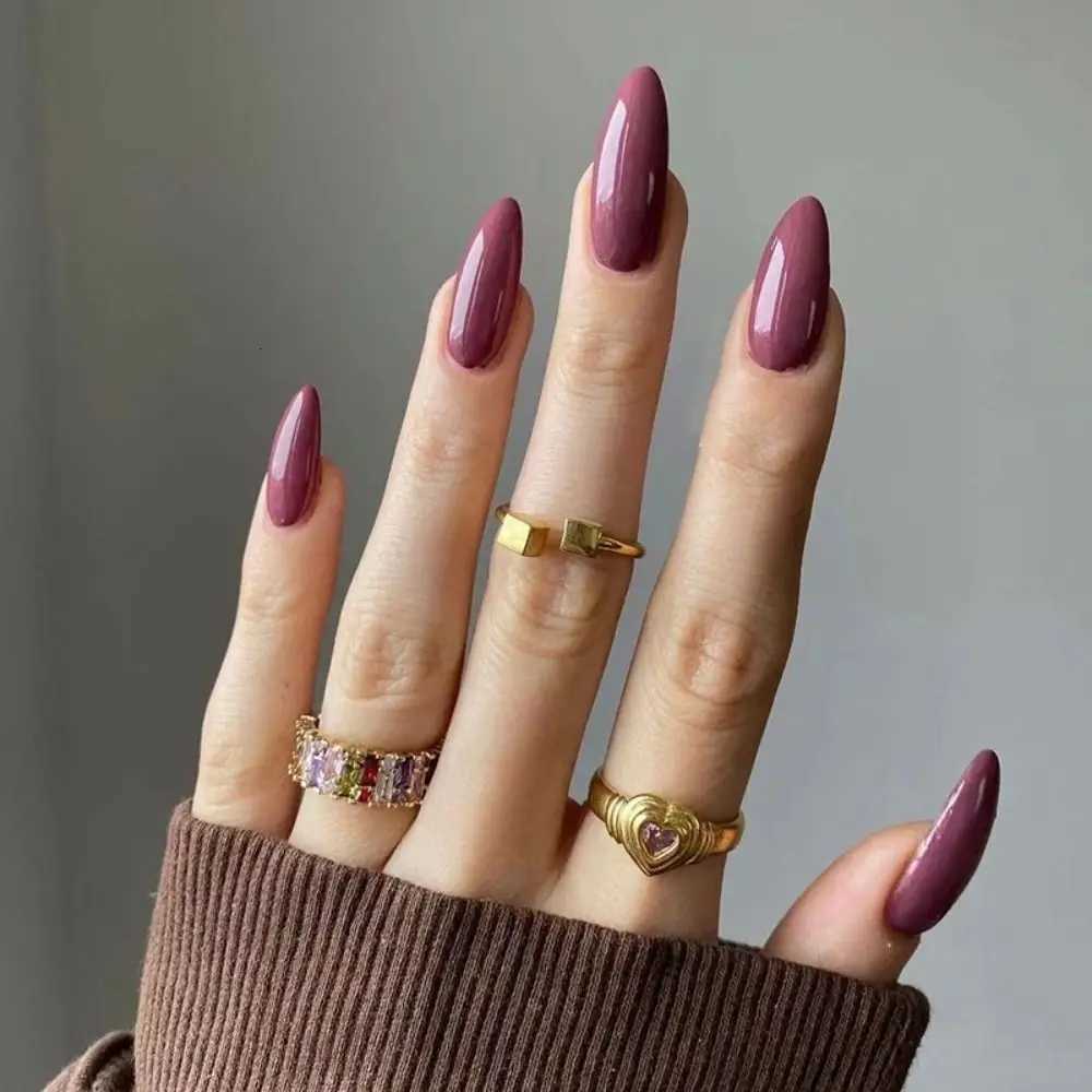 24pcs Stiletto French False Nails Detachable Artificial Solid Color Fake Nails Press on Nails Full Cover Nail Tips DIY ManicureT251118T251119