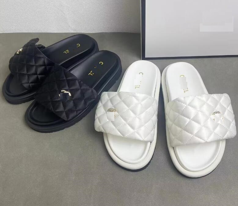 designer sandals platform slides women Platform slippers shoes bottom fur flip flops summer casual beach slip on sandal real leather top quality size 36-42