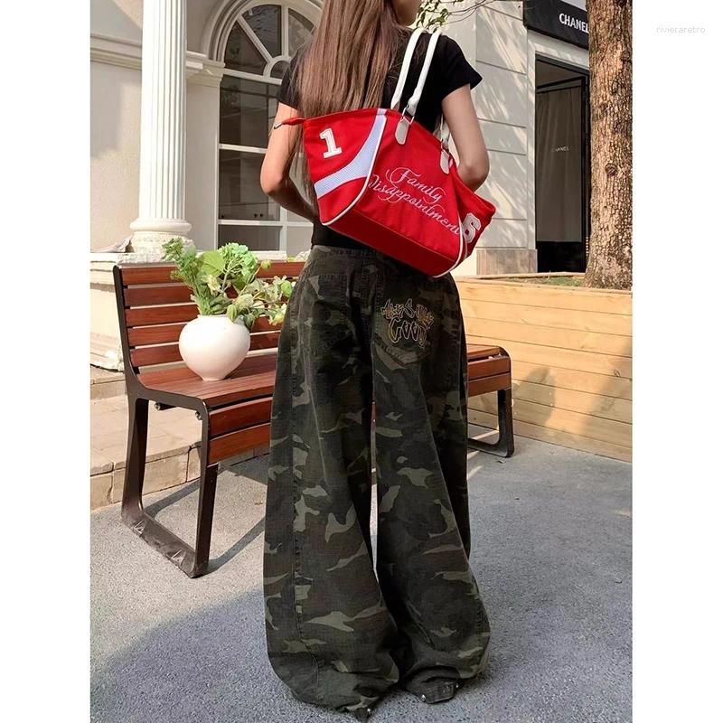 Women's Jeans Autumn Camouflage Cargo Women Vintage Oversized Hip Hop Style Baggy Denim Trousers Korean Streetwear Y2k 2000s Camo Pants Z260313