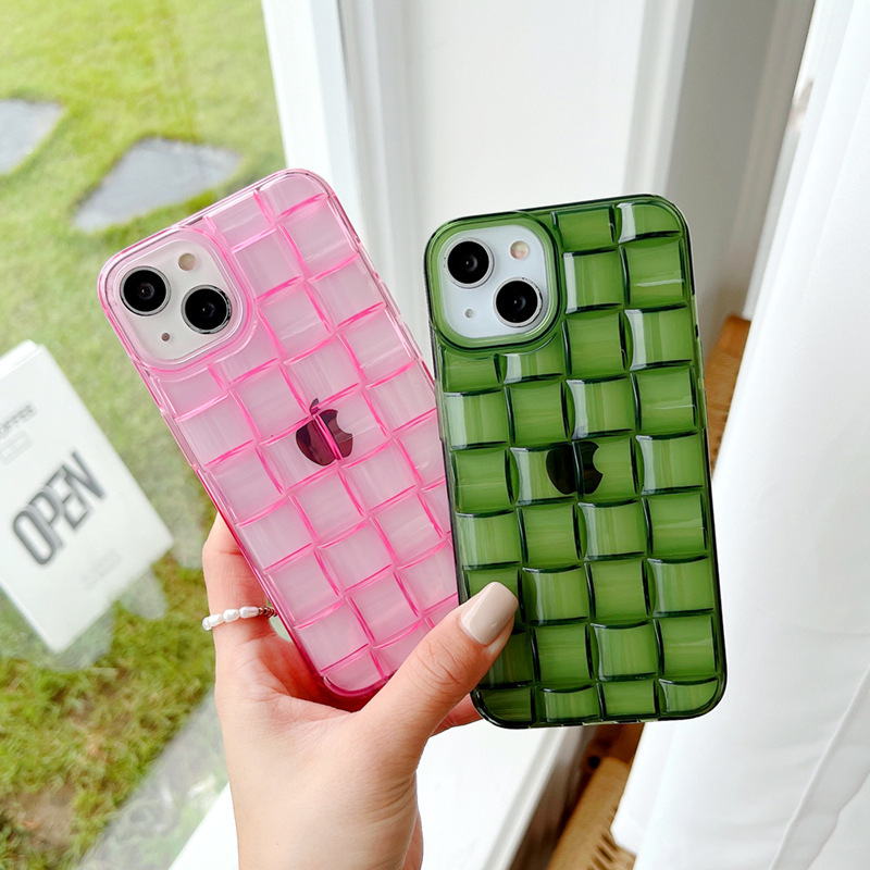 Transparent Woven Pattern Phone Case Suitable for iPhone 17/16 Pro Max Soft Simple Solid Color Protective Case iPhone 15 Pro