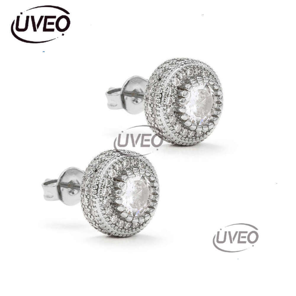 Luxury by tester round ice out VVS Moissanite rose gold hip hop earrings for men and women Free delivery