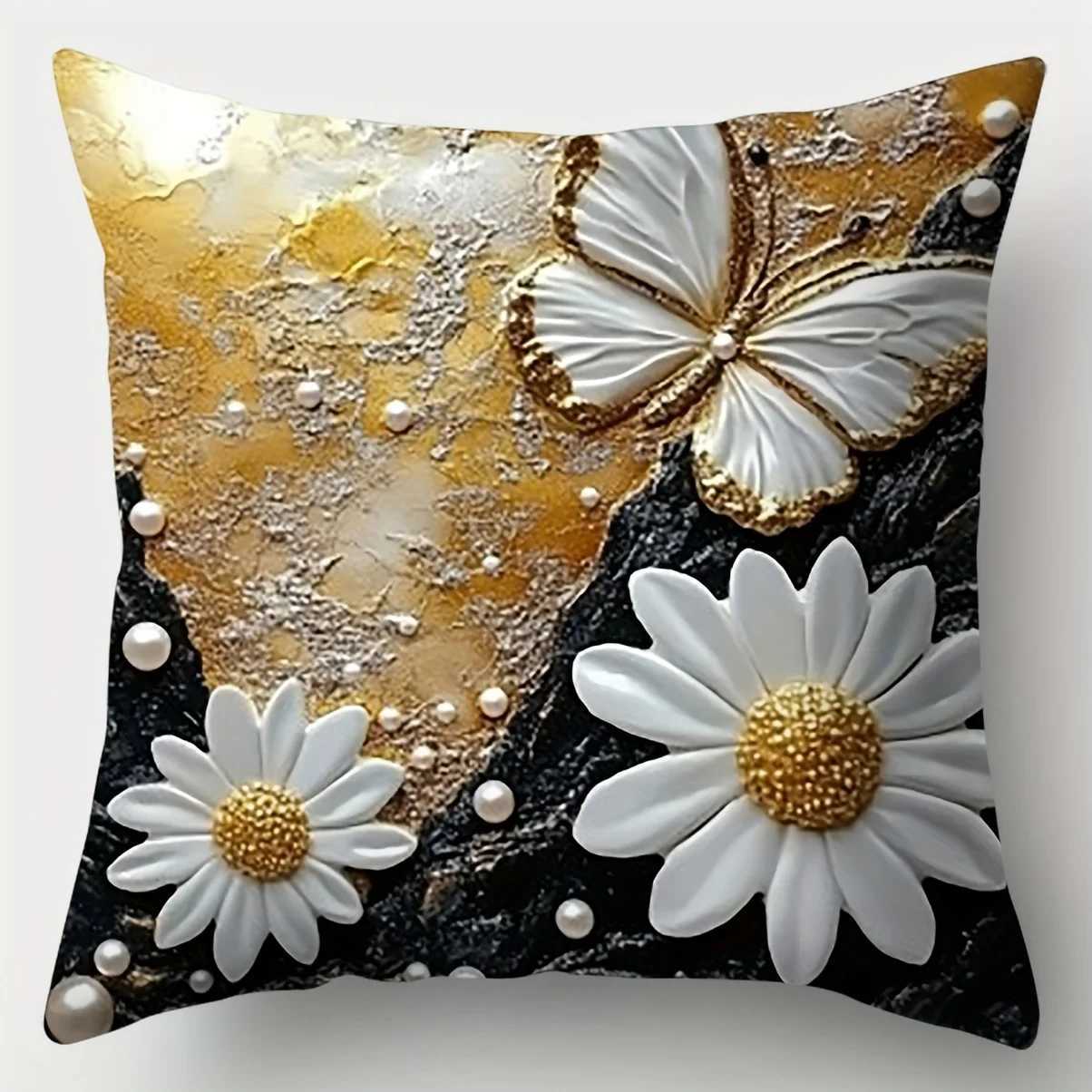 4pcs Elegant Black Gold Butterfly Floral Covers Stylish Decor for Living Room Sofa HomeM251119