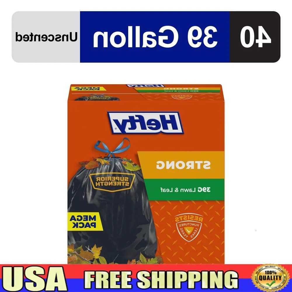 Strong Lawn Leaf Trash Bags 39gal 40Count Puncture Resistant Heavy Duty Drawstring Closure Yard Cleanup Grass Clippings Sticks C251119